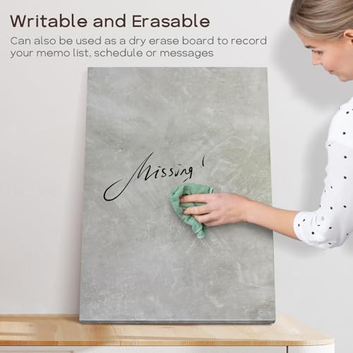 Dry Erase Board for Wall, 28'' x 20'' Decorative Magnetic Magnet Board, White Board, Display Board for Home & Office Decor - Concrete