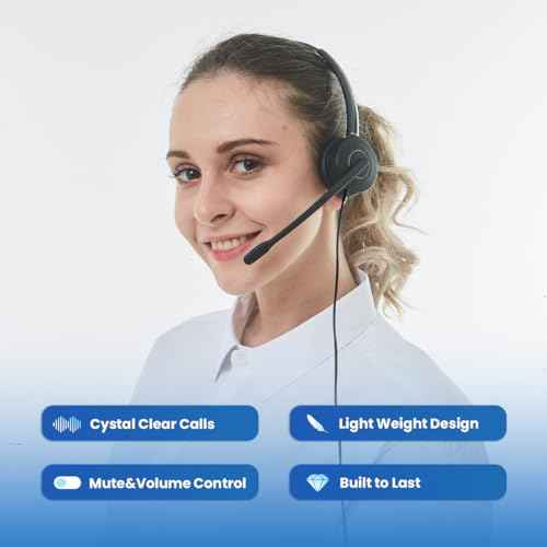 VT RJ9 Headset for Cisco-IP-Phones - Telephone Headset with Noise Cancelling Mic with Mute&Volume Control 7945G, 7965G, 8811, 8841, 8845 (7900/8800/8900 Series)