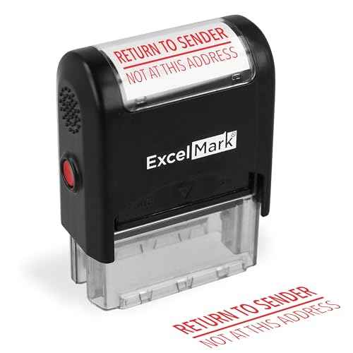 ExcelMark Self-Inking Rubber Stamp - Return to Sender Not at This Address - Red Ink (Medium)
