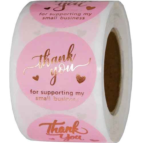 500 Pcs 1.5 Inch Pink and Rose Gold Thank You Stickers for Small Business, Small Business Packaging, Self-Adhesive & Waterproof Stickers with Beautiful Designs, Strong and Durable Envelope Seals