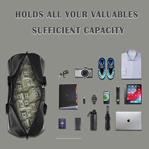 fireproof waterproof travel duffle bag,fireproof bag with lock£¬Waterproof is suitable for indoor storage, travel, camping and other scenarios (black, 17 * 10 * 8.6 inch)