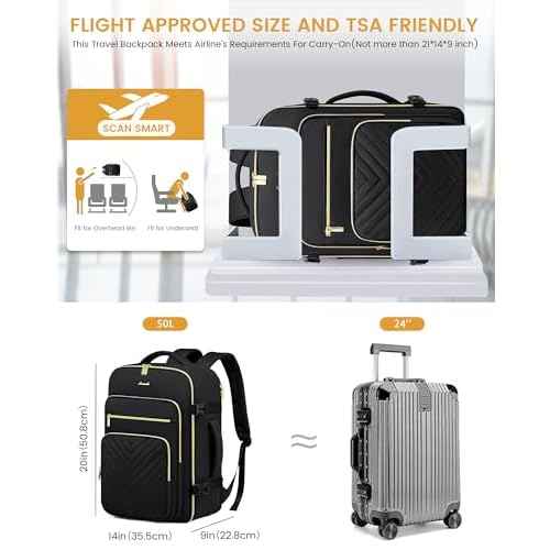 LOVEVOOK Large Travel Backpack for Women, Carry On Bag Flight Approved, 50L TSA Personal Item Travel Bag with 3 Packing Cubes, Waterproof 18 Inch Laptop Hiking Casual Backpack
