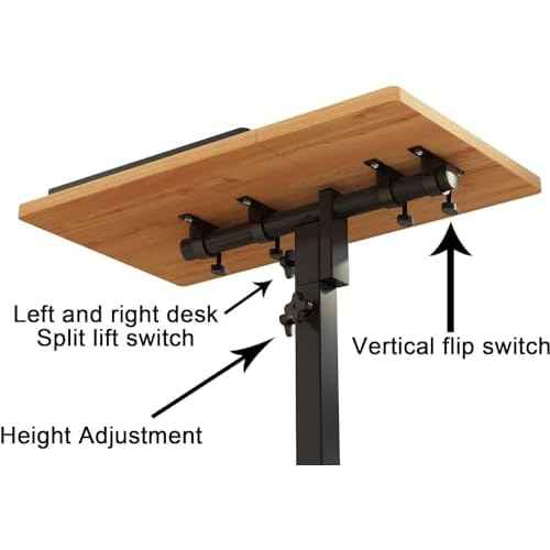 Laptop Desk Stand for Bed Portable Desk Overbed Bedside Mobile Laptop Table Rolling Foldable Table Adjustable Height with Locked Wheels & Mouse Pad for Office Sofa (Natural Color)