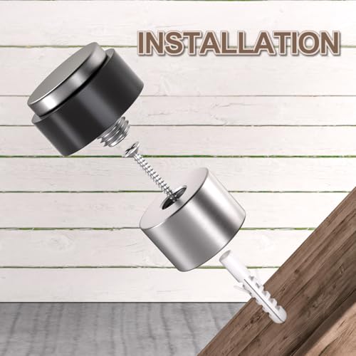 SANATO 10Pcs Nickel Door Stopper Floor Mounted with Black Rubber, Cylindrical 304 Stainless Steel Made