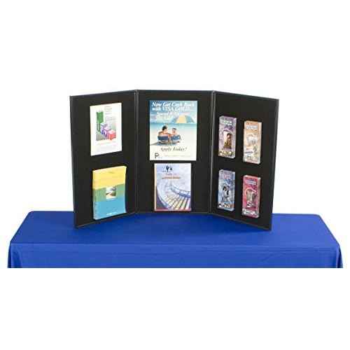 3-Panel Tabletop Display Board, 54 x 30 - Black and Gray Hook & Loop-Receptive Fabric, for Exhibitions and Trade Shows