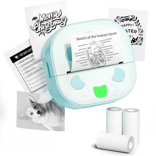 Sticker Printer, PrintPods Mini Printer, Bluetooth Portable Sticker Maker with 3 Rolls Paper, Print Pod Inkless Thermal Printers for iphone, Impresora Port?til for Notes, Journal, DIY, Kids Gift