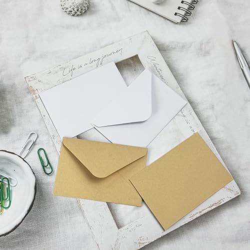 White Mini Gift Card Envelopes 4 x 2.75 inch Pack of 100 - Self-Sealing Business Card Sleeves
