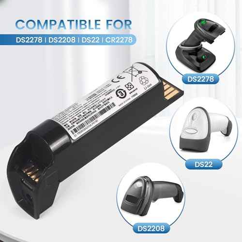 DS2278 for Zebra Scanner Battery Replacement - for Zebra DS22 Battery - BT-000317-01 Rechargeble DS22 DS2208 CR2278 CR2278-PC DS2278SR DS2278-HC Lithium Scanner Barcode 3400mAh