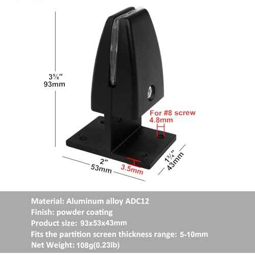 8 Pcs Sneeze Guard Support Clamp, Adjustable Office Desk Divider Clip, Black, Aluminum