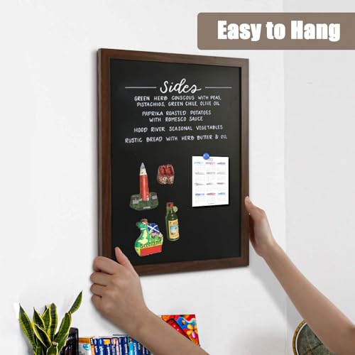 4 THOUGHT Chalk Board 24" x 36", Magnetic Large Chalkboard for Wall Rustic Blackboard Hanging Chalkboards Sign Menu Board for Kitchen Decor Office Home School 4 Markers 8 Magnets, Brown