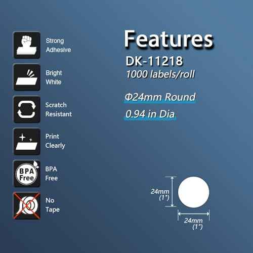 BETCKEY - Compatible Round Labels Replacement for Brother DK-1218 (0.94 in Dia), Use with Brother QL Label Printers [10 Rolls/10000 Labels]