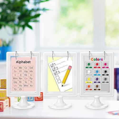 Geelin Mini Anchor Chart Holder 4 x 6 Inches Learning Card Stand Anchor Chart Storage Double Sided Card Display for Holding Alphabet Number Vocabulary Paper Organization Interactive Displays(12 Pcs)