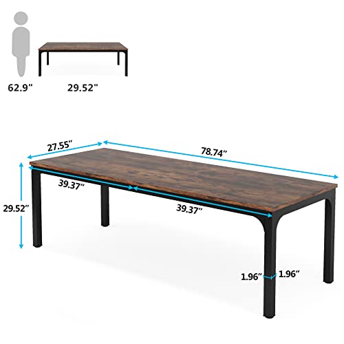 Tribesigns 6.5 FT Conference Table - Rustic Brown, 78.74" W x 27.56" D, Modern Office Meeting Desk for Boardroom & Seminar, 1