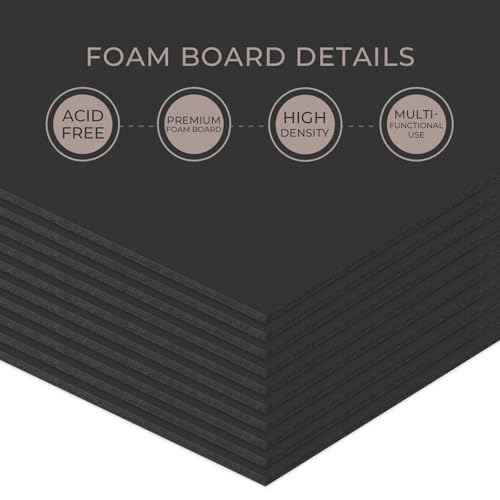 AUEAR, 5 Pack 9x12 Black Foam Boards, Foam Core Poster Board for Display, Mounting, Print, Presentation and Projects, 3/16'' Thick