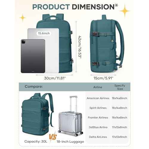 Travel Backpack For Women Men Airline Approved Carry On Backpack Flight Approved Waterproof Sports Luggage Backpack Casual Daypack Small Hiking Backpack
