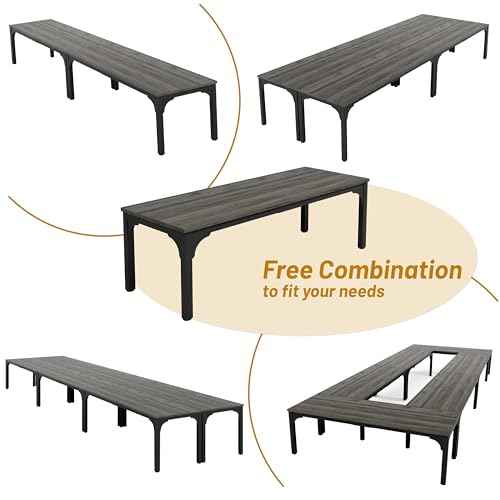 13FT Conference Table, Super Sturdy Large Rectangle Meeting Seminar Table for 16 Person, Long Business Tables, 4 Pcs Grey