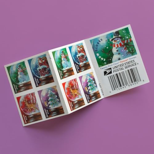 USPS Snow Globes Postage Stamps Set of 20 - Holiday Christmas Scenes 2023