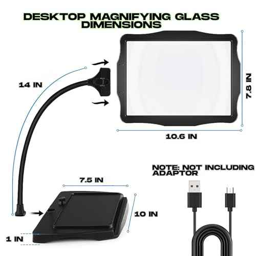 Lighted Magnifying Glass With Stand For Reading,Magnifying Glasses For Close Work With Light,Reading Magnifier For Books,Magnifier Desk Lamp,Lupas Con Luz De Aumento,large magnifying glass with light.