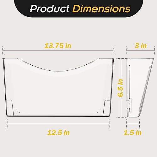Kuntine.B 3 Pack Clear Wall Mount File Holders - Hanging Office & Home Organizer