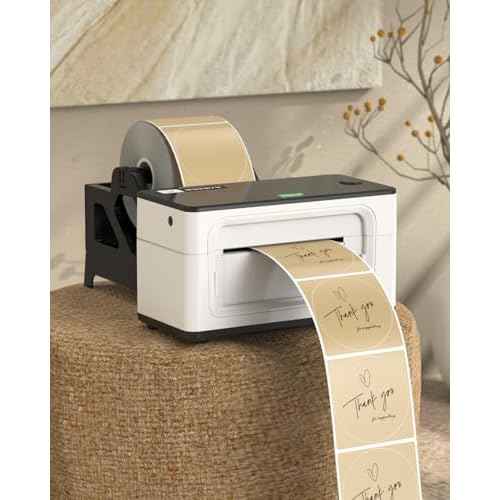 MUNBYN 3 Inch Brown Round Thermal Labels, Multi-Purpose Circle Thermal Stickers for Small Business, 500 Labels/1 Roll
