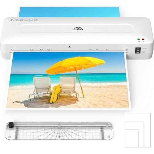 Crenova 13 Inch A3 Laminator Machine,Hot and Cold Settings,with Laminating Sheets Pouches,Paper Trimmer, for Home Office School