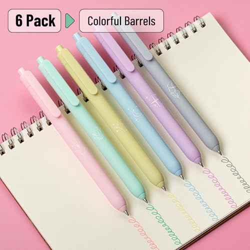 Mr. Pen- Retractable Gel Pens, 6 Pack, Color Ink Gel Pens Fine Point, Pastel Colors, 0.7mm, Back to School Supplies