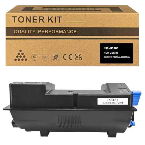 Compatible TK-3182 TK3182 TK 3182 Toner Cartridge 1T02T70US0 Black 21000 Pages for Kyocera M3655idn P3055dn Laser Printers ( Black , 1 Pack )