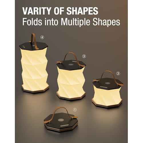 Portable Foldable Table Lamp with USB Rechargeable Battery, 3-Level Dimmable Touch Control Night Light, Folding Paper Lantern Light for Home Office Bedroom Reading (Black)