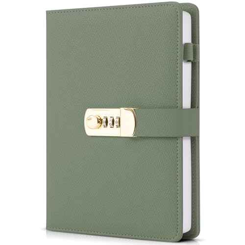 Aesthetic Diary with Lock ? Beautiful Leather Journal with Easy to Change Code Lock & Refillable Pages ? Quality Planner for Women with Bookmark & Pen Holder to Securely Protect Thoughts & Memories