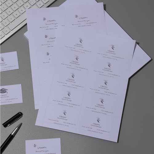 250 Piece Blank Printable Business Cards 3.5 x 2, Perforated Card Stock Paper for Inkjet and Laser Printers, 10 Cards Per Sheet - (White)