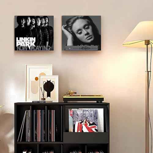 Vinyl Record Holder - 2Pack Wall Mount Storage, Heavy Duty Now Playing Metal Display Shelf, Fits 20 LP's, Dark Grey