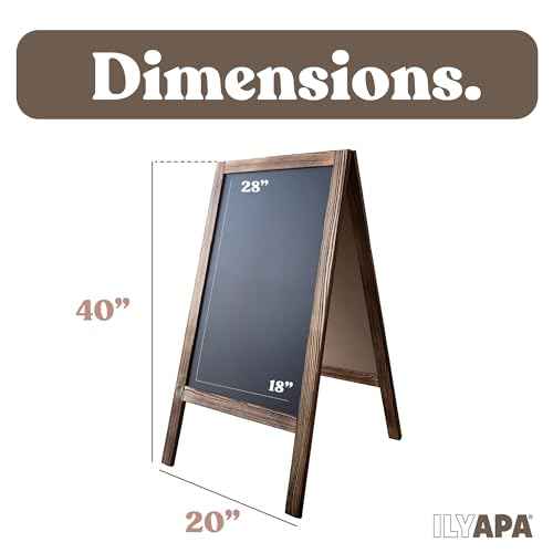 Ilyapa Wooden Sandwich Board Signs Outdoor A Frame Chalkboard Sign with Eraser & Chalk - Magnetic Sidewalk Sign 20x40 - Chalkboard Easel for Restaurant, Business or Wedding