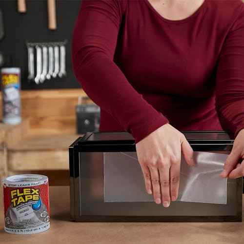 Flex Tape, Original Thick Flexible Rubberized Waterproof Tape - Seal and Patch Leaks, Works Underwater, Indoor Outdoor - Home RV Roof Plumbing and Pool Repairs, Clear, 12 in x 10 ft, Pack of 1
