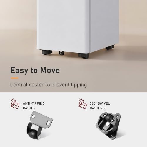 DEVAISE White 3-Drawer File Cabinet on Wheels, Fully Assembled, 11.8"W x 17.7"D x 23.2"H
