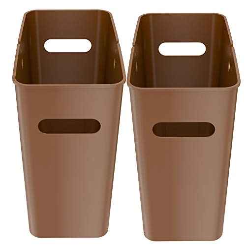 iTouchless SlimGiant 4.2 Gallon Narrow Space Slim Trash Can and File Folder Organizer Storage with Handles, 2-Packs, 2 Toffee Brown, 2 Pack