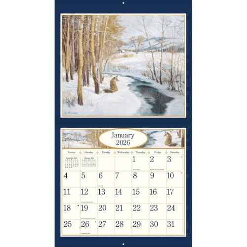 Lang Four Seasons 2026 Wall Calendar ? 12-Month Calendar with Stapled Binding, Linen-Embossed Seasonal Landscape Artwork by Lee Stroncek, 13.4¡È ¡¿ 12¡È