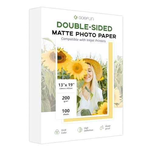 13 x 19 Double Sided Photo Paper Matte, Goefun 200GSM/54LB Inkjet Printer Paper for Posters and Art Prints, 100 Sheets