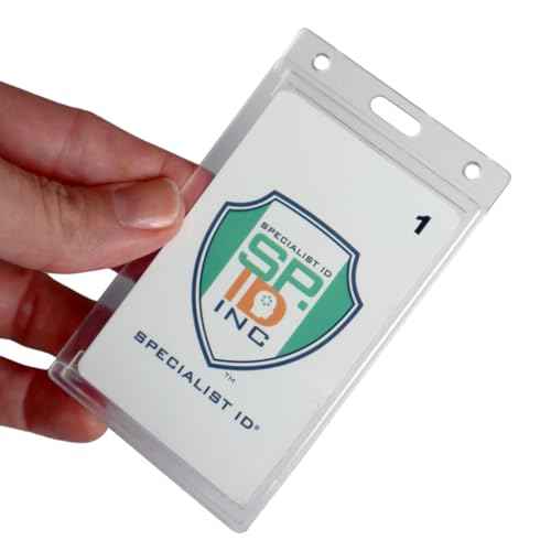 3 Pack - Crystal Clear Heavy Duty Badge Holder - Vertical Hard Plastic ID Badge Holder for Badges - Rigid Case Single I'd Protector Access Card Holder for Lanyards, Clips & Reels by Specialist ID