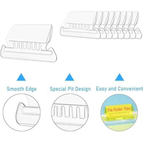 File Folder Tabs, Insertable Plastic Tabs Hanging Folder Tabs,100 Pcs Hanging File Folder Tabs with 200Pcs Inserts for Hanging Folders (Clear)