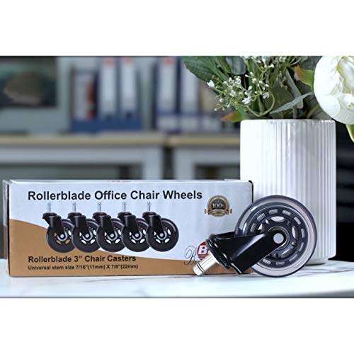 Heavy-Duty 5-Pack Chair Casters 3" Rubber Wheels for All Floors — BF Brightfield