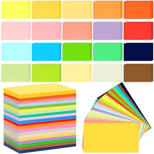 1000 Pcs Colored Index Cards Bulk 4 x 6 Inch Blank Flash Cards 20 Assorted Colors Notecards 180GSM Heavyweight Index Note Cards Portable Note Taking for Studying School College Office Memo