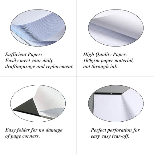 (2-Pack) Large Engineering Graph Paper - 22" x 17" Grid Paper, 100 Sheets/200 Pages, 4"x4" Grid Pad, Giant Drafting Pad Sketching Graph Paper for Engineer Architect Designer Mathematician Draftsman