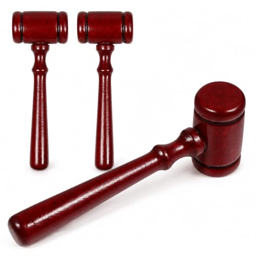 Mini Wooden Gavel Set for Kids Role Play Party Decor Judge Costume Accessory