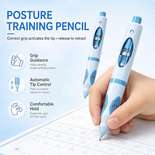Noelen Gad Write Right Learning Pencil with Posture Correction & Auto Refill - Blue