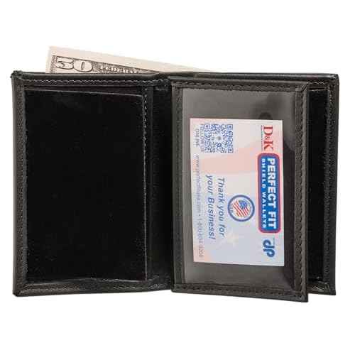 Perfect Fit CBP Bifold Wallet for US Customs Border Patrol Badge and I.D. Case Hidden Badge Wallet (Cutout PF-587) Black Leather