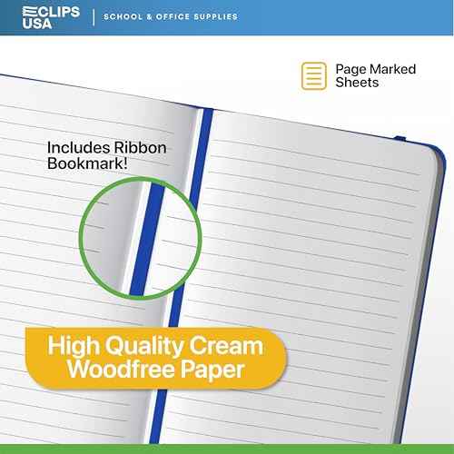 E-CLIPS USA Journal, Journal For Women & Men, Journaling Notebooks, Writing Journal, Lined Journal, Leatherette Cover, Bookmark Ribbon, Elastic Closure Band, Woodfree Paper, 5¡± x 8¡± (6 Pack)