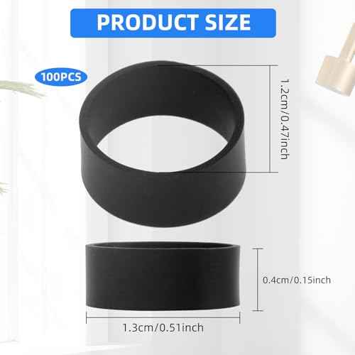 100 PCS Silicone Rubber Bands, 0.5 Inch Small Black Elastic Rubber Bands Strong Rubberbands, Heavy Duty Non-slip Silicone Band for Wire Cord Cable Management Home Office School Organization