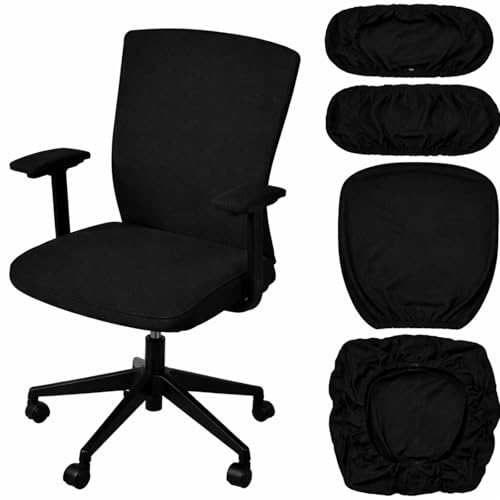 Tallew 4 Pcs Office Chair Covers Set Black - Seat, Back & Armrest Pads