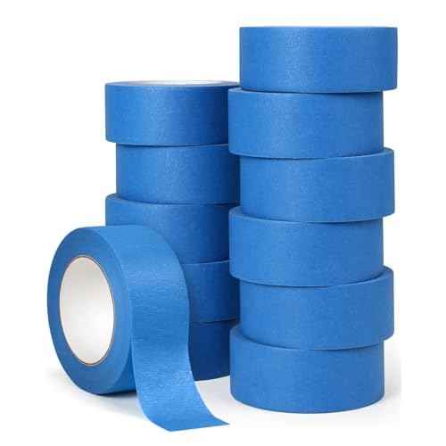 Painter's Tape 12 Rolls (Totaling 660 Yards) 1.88 inches x 55 Yards Blue Masking Tape for General Purpose Wall Painting, Home Improvement