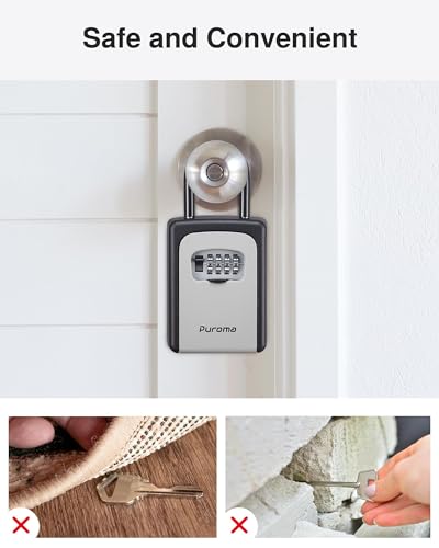 Puroma Large Code Lock Box Wall Mount Safe Gray - Outdoor Key Storage